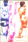 Life Drawing of female model 
called WOMAN IN 3 POSES BLUE|ORANGE|PINK by Gary G. Erickson